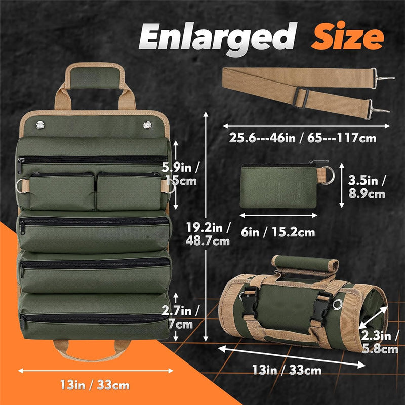 Green Oxford Tool Bag - Multi-Pocket Durable Thickened Work Storage Bag
