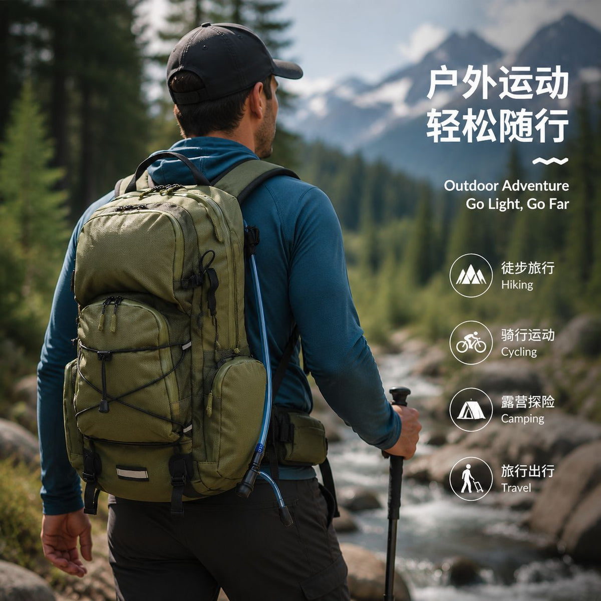 Lightweight Travel Backpack - Large Capacity Multi-Function Waterproof Hiking Mountaineering Bag