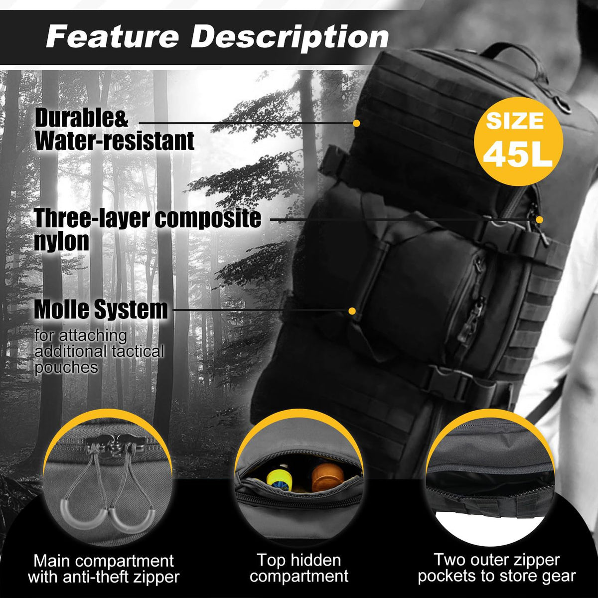 Tactical Camo Backpack - Multi-Function Travel Sports Off-Road Hiking Double Shoulder Pack