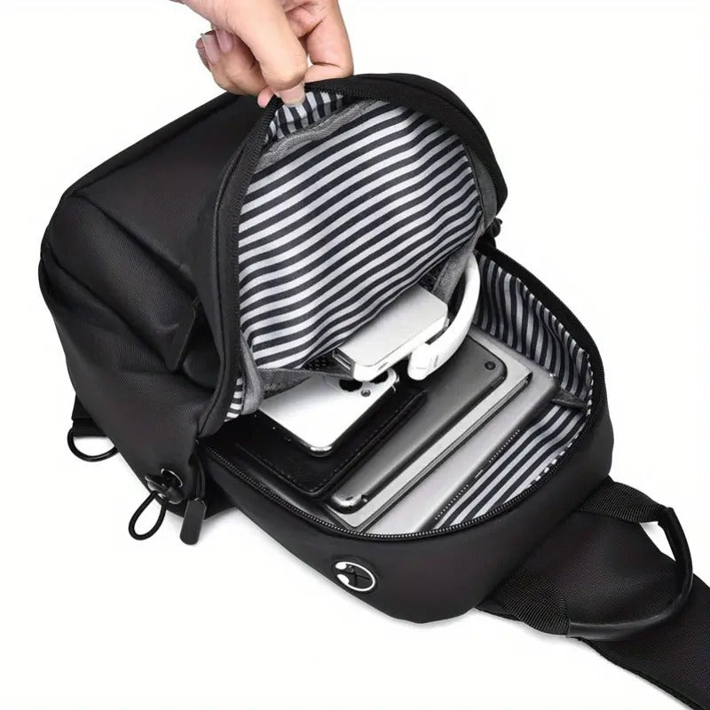 Men's Casual Sling Bag - Waterproof Oxford Crossbody Chest Pack Large Capacity Fashionable