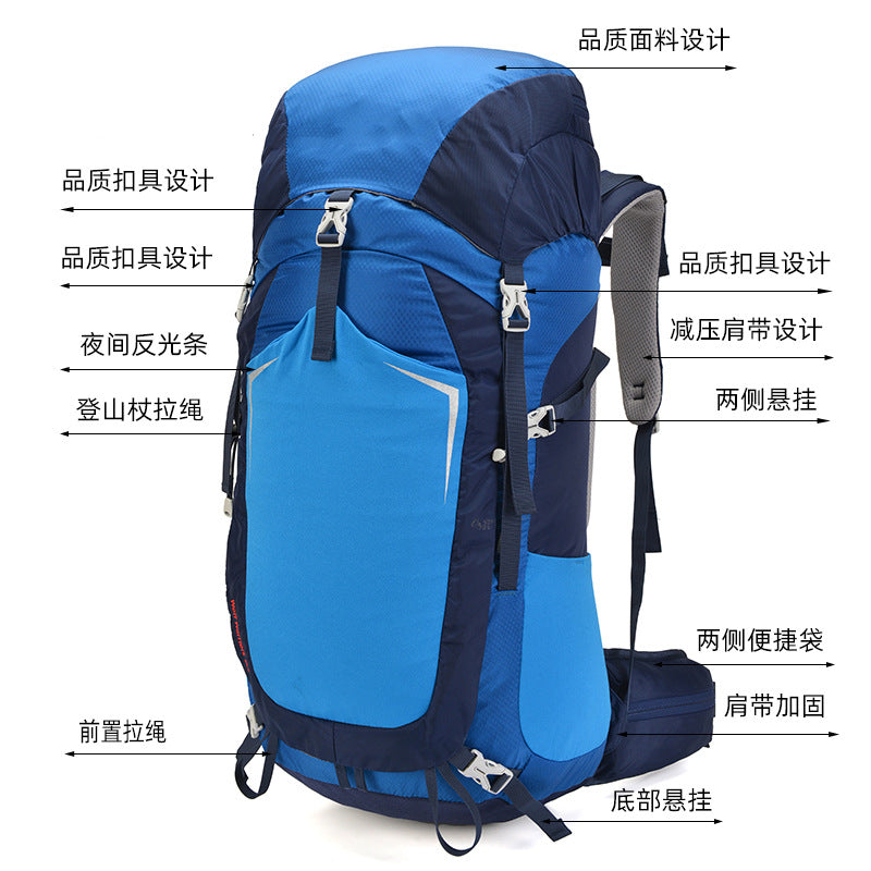 50L Hiking Backpack - Large Capacity Outdoor Trekking Pack with Rain Cover Breathable