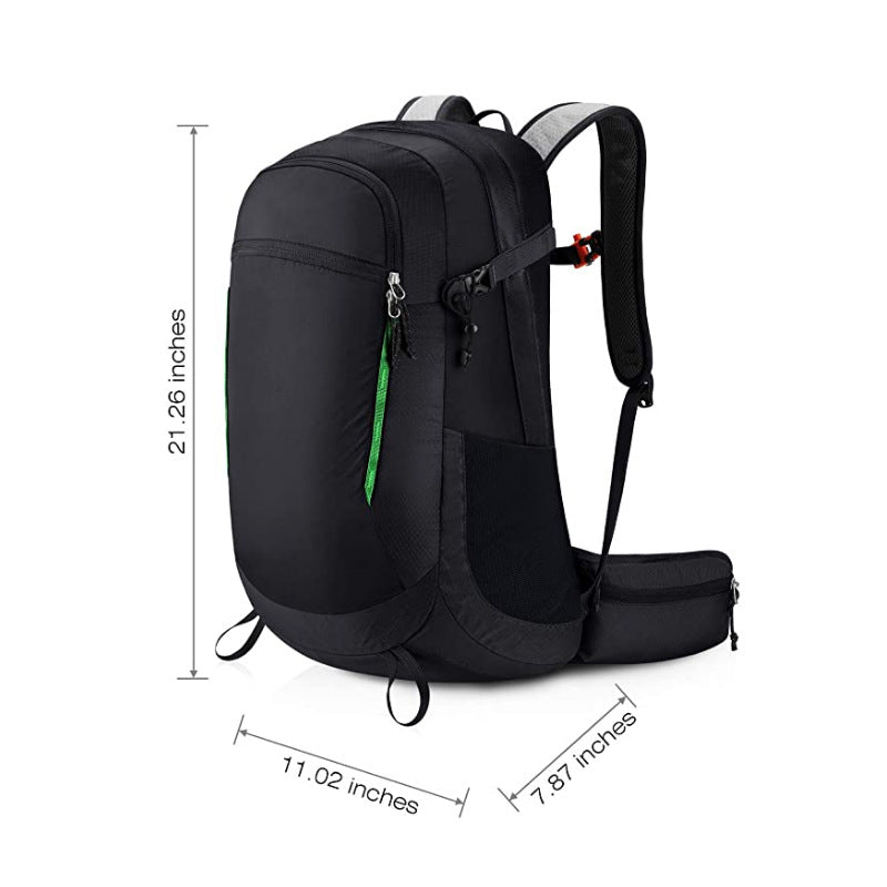 40L Waterproof Nylon Travel Backpack - Large Capacity with Rain Cover Hydration Compartment