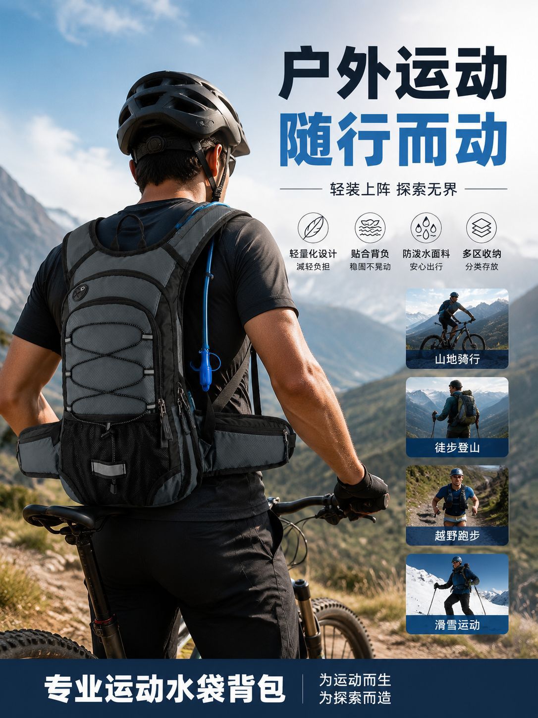Off-Road Cycling Backpack - Outdoor Hiking Ultralight Breathable Running Hydration Daypack
