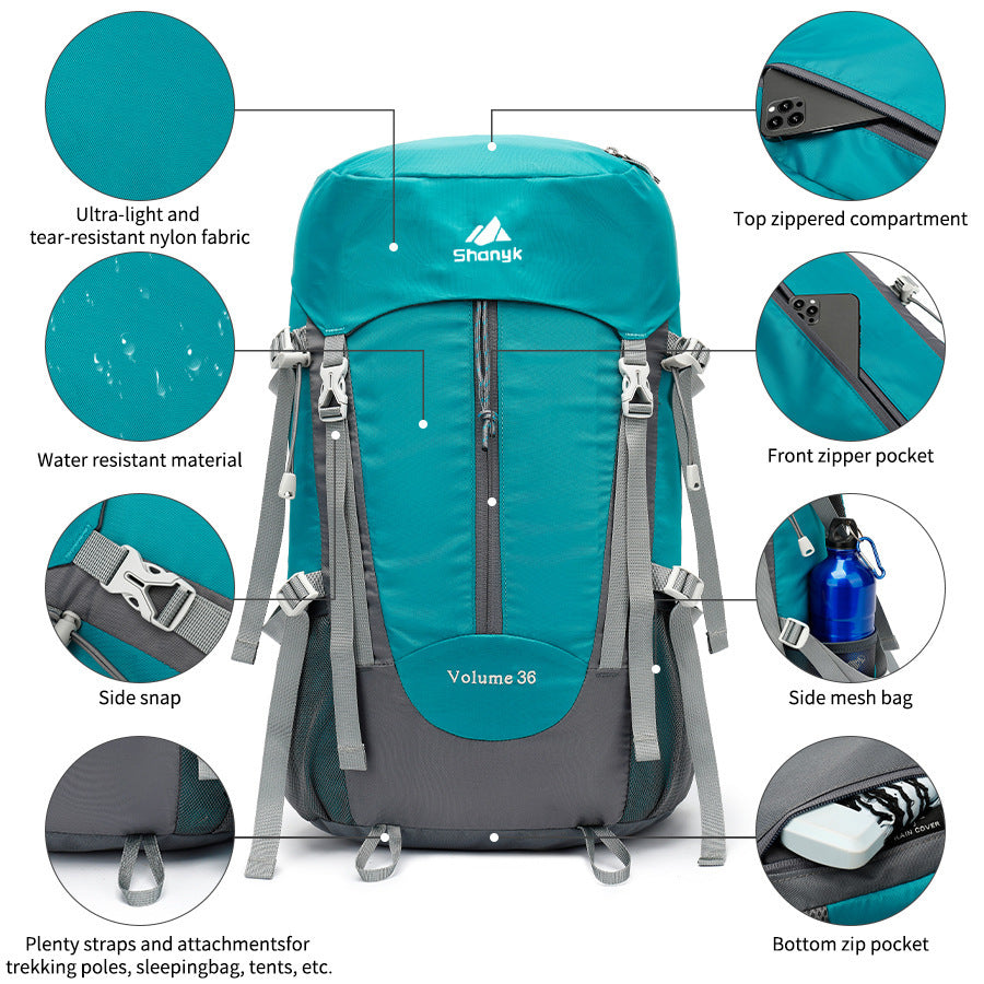 55L Hiking Backpack with curved shoulder strap