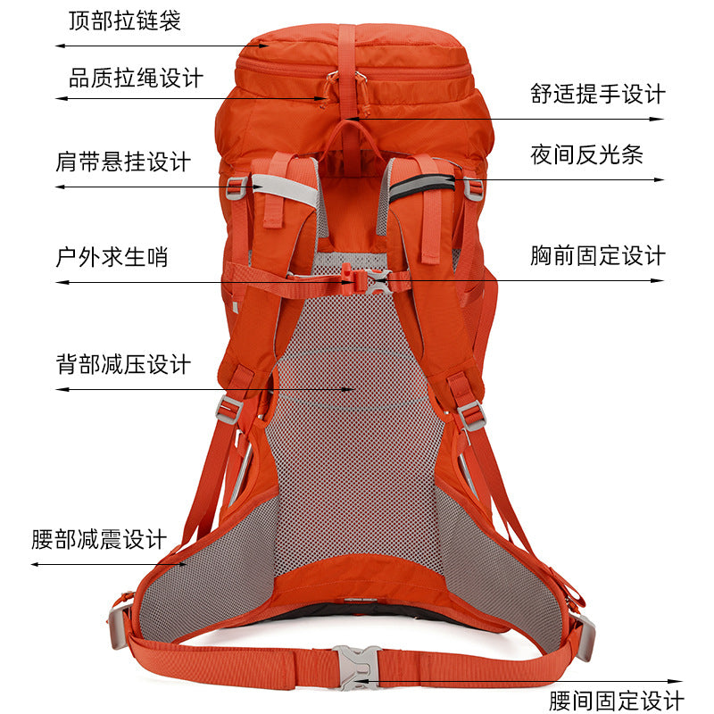 50L Professional Hiking Backpack - Waterproof Nylon Outdoor Double Shoulder Travel Camping Pack