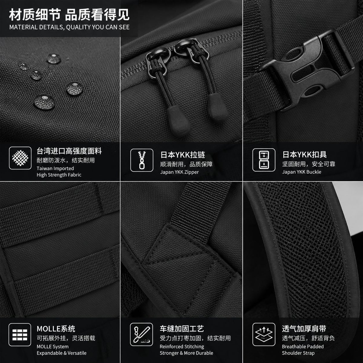 Military Tactical Backpack - Large Capacity Multi-Pocket Waterproof Outdoor Double Shoulder Pack
