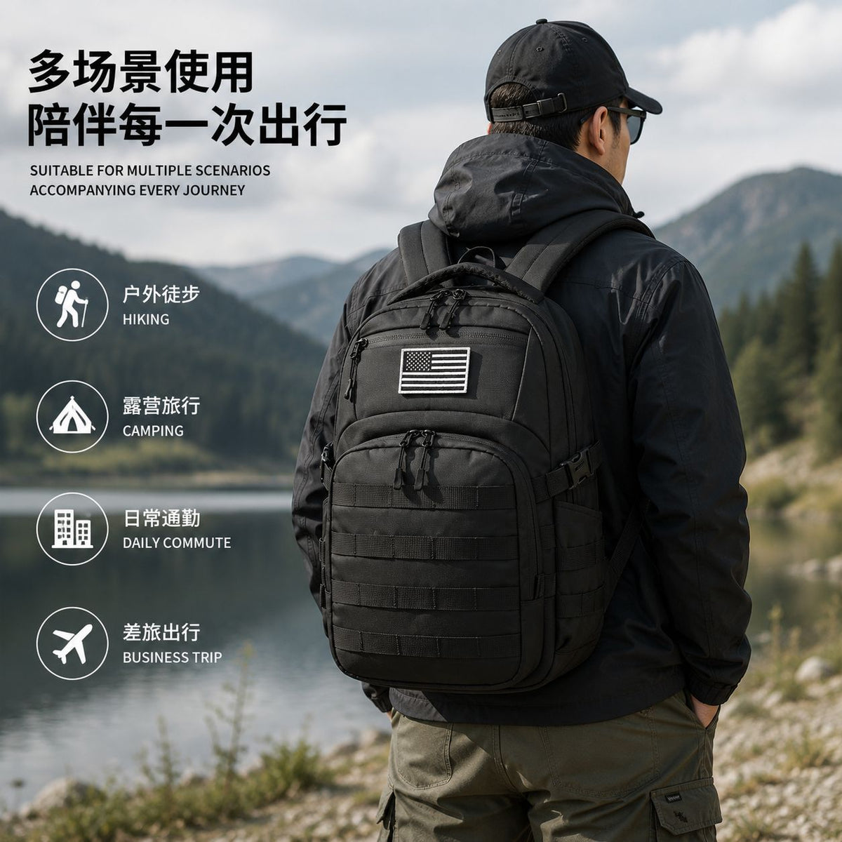 Military Tactical Backpack - Large Capacity Multi-Pocket Waterproof Outdoor Double Shoulder Pack