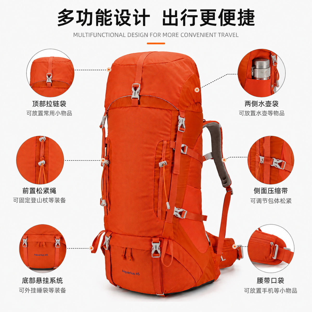 Heavy-Duty Trekking Backpack - Waterproof Travel Pack for Men & Women