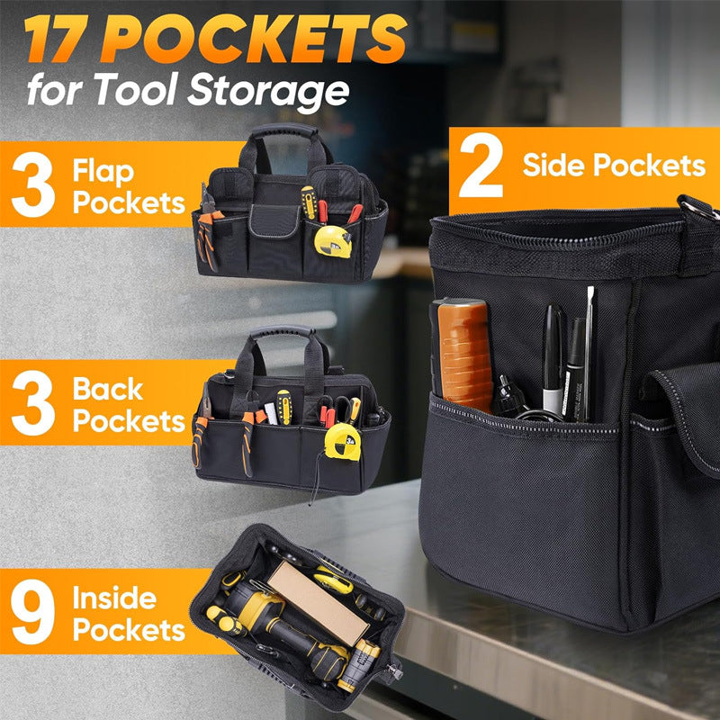 Ergonomic Heavy-Duty Tool Bag - Multi-Pocket Portable Adjustable Organizer Storage Pack