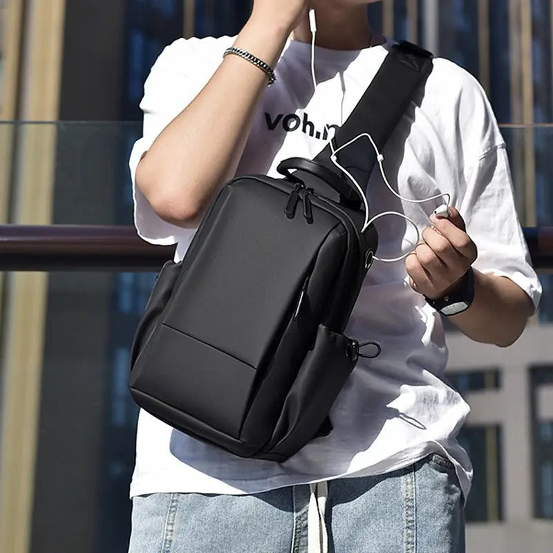 Men's Casual Sling Bag - Waterproof Oxford Crossbody Chest Pack Large Capacity Fashionable