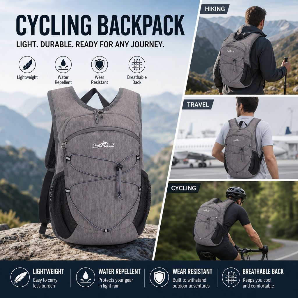 20L Water-Repellent Ultralight Hiking Backpack - Sports Waterproof Breathable Cycling Daypack