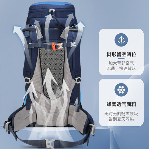 50L Hiking Backpack - Large Capacity Outdoor Trekking Pack with Rain Cover Breathable