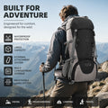 70L heavy duty trekking backpack with rain cover