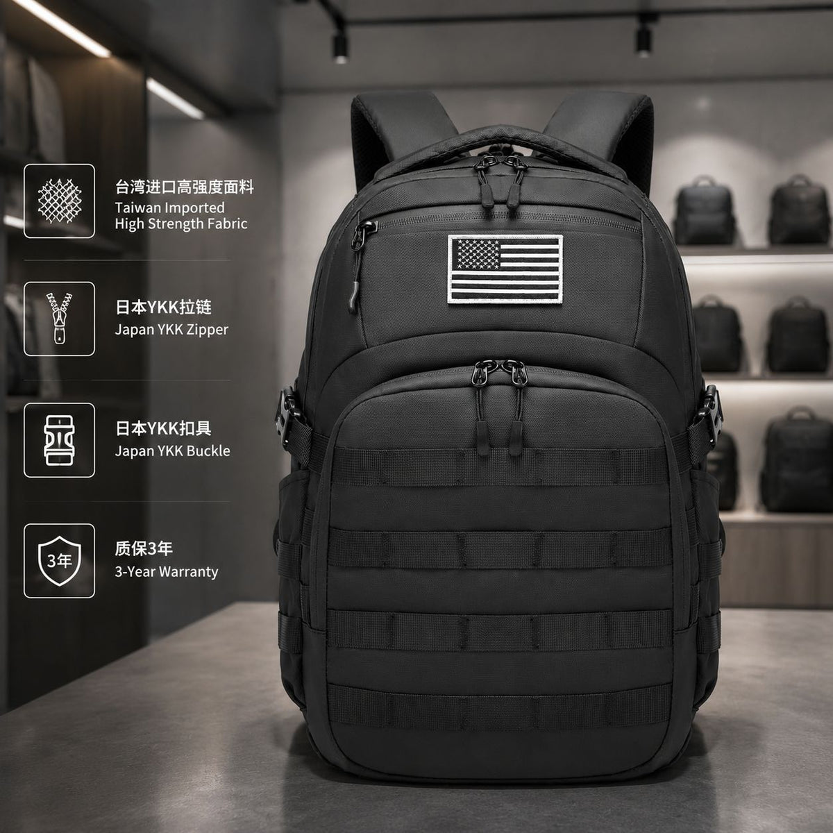 Military Tactical Backpack - Large Capacity Multi-Pocket Waterproof Outdoor Double Shoulder Pack