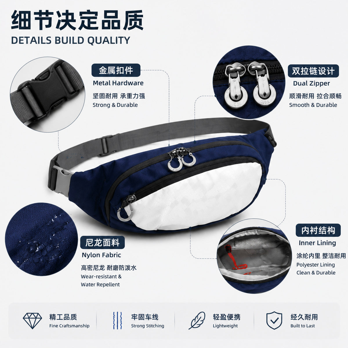 Outdoor Sling Waist Pack - Water-Resistant Tear-Resistant Hiking Cycling Running Belt Bag