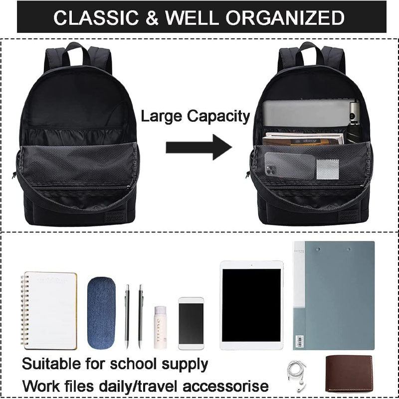 Laptop Backpack - Daily Commuter Student Simple Casual Multi-Function Double Shoulder Pack