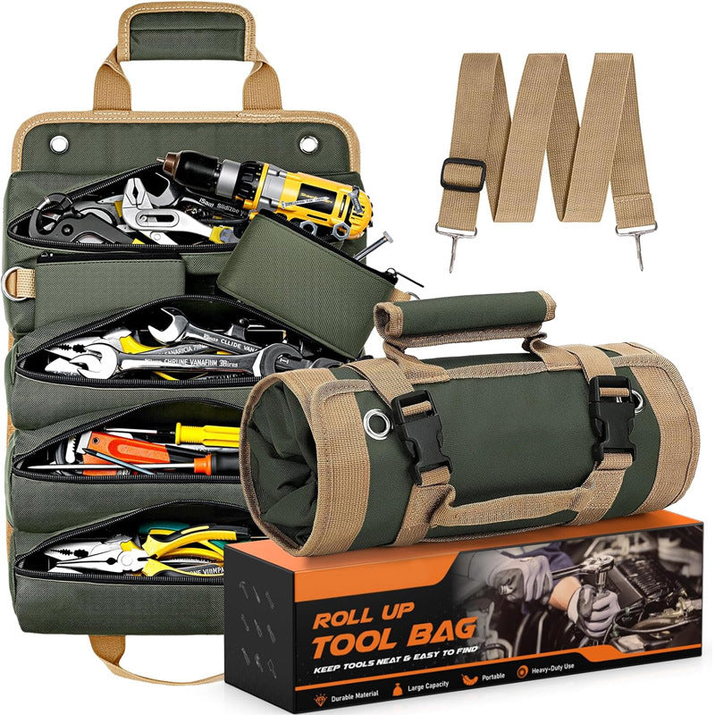 Green Oxford Tool Bag - Multi-Pocket Durable Thickened Customizable Work Tool Storage Bag