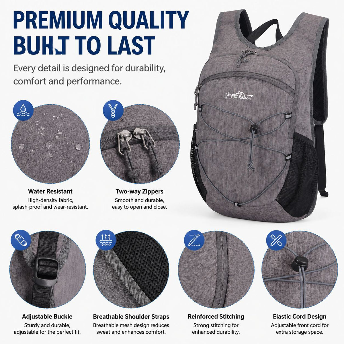 20L Water-Repellent Ultralight Hiking Backpack - Sports Waterproof Breathable Cycling Daypack