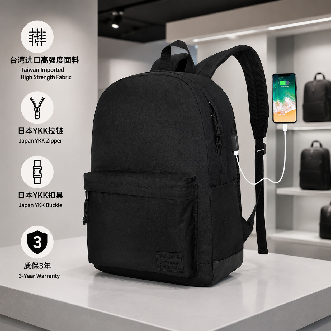 College Student Travel Backpack - Large Capacity Waterproof Breathable Commuter Weekend Daypack