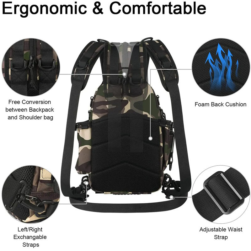 Tactical Camo Lure Backpack - Multi-Function Single Double Shoulder Outdoor Adventure Pack
