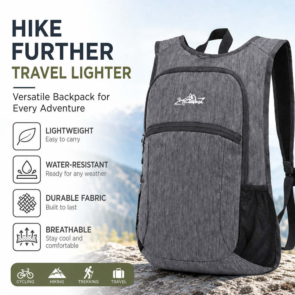 Foldable Travel Backpack - Lightweight Waterproof Unisex Outdoor Hiking Trekking Daypack