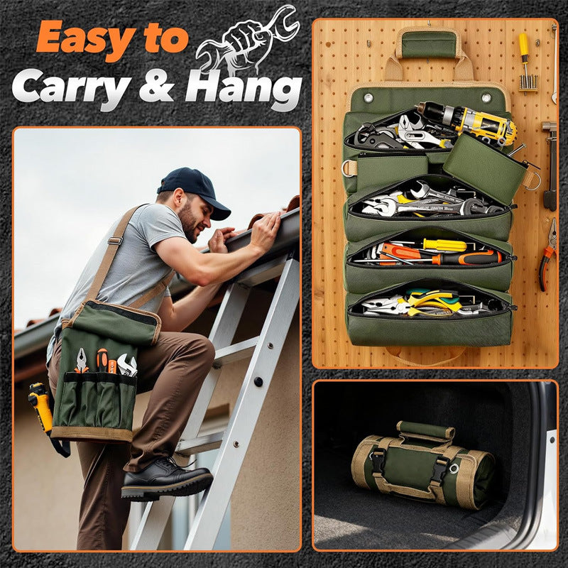 Green Oxford Tool Bag - Multi-Pocket Durable Thickened Work Storage Bag